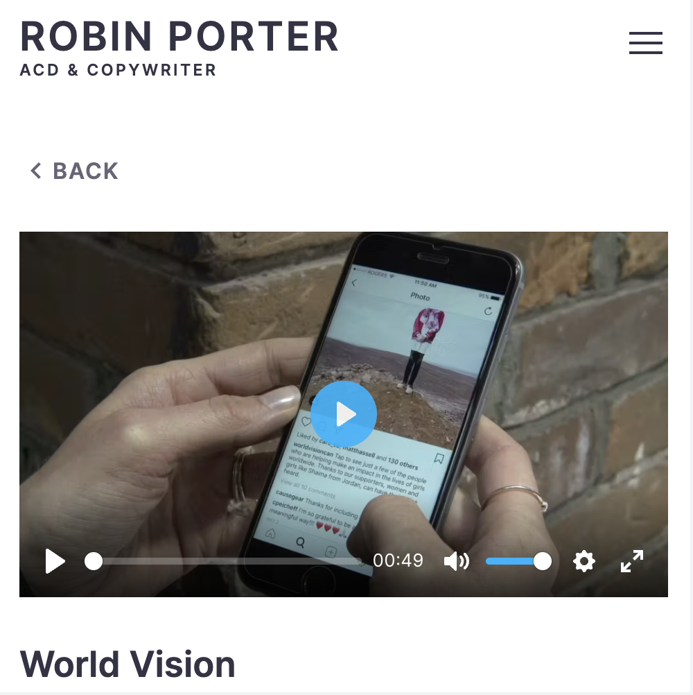 Screenshot of Robin Porter Copy